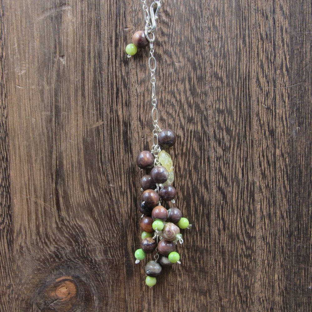 22" Sterling Silver Long Rustic Multiple Stones N… - image 1